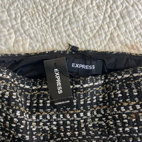 Express Skirt Womens Black Multi Tweed Pencil Holiday Trim Mini NWT Size XXS - Picture 4 of 6